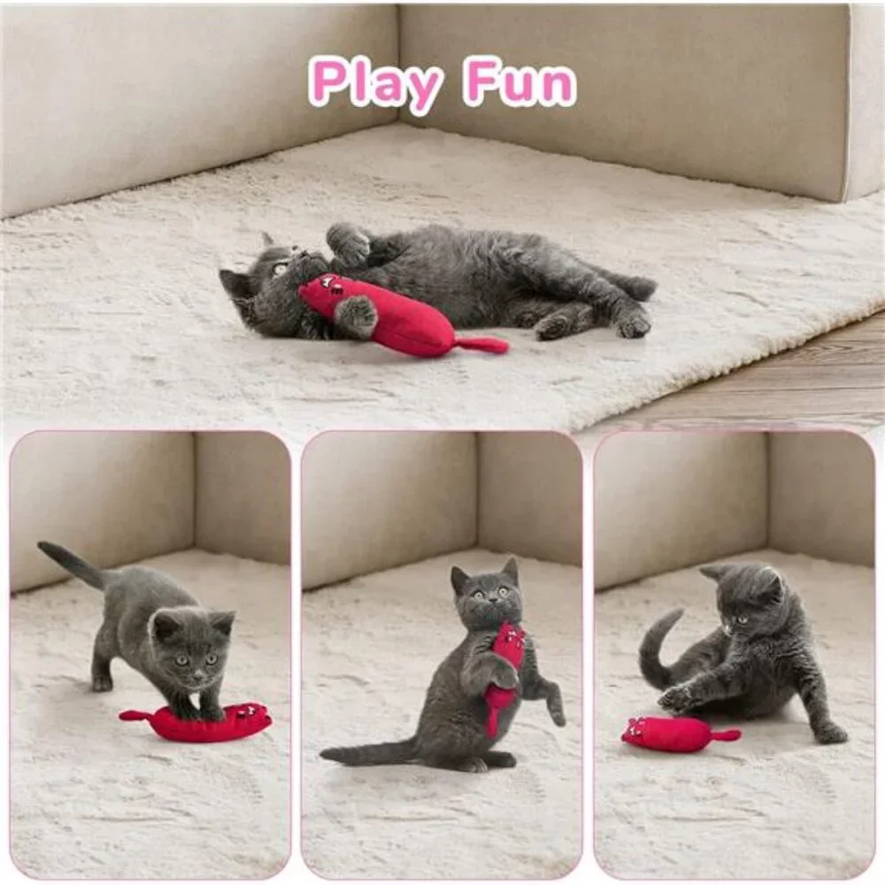 5Pcs Bite Resistant Catnip Toy for Cats,Catnip Filled Cartoon Mice Cat